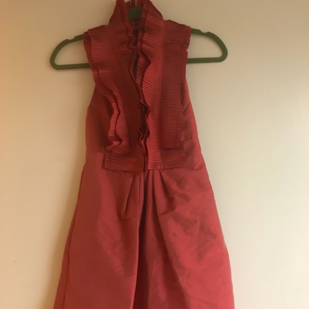 Jim Hjelm halter bridesmaid dress.